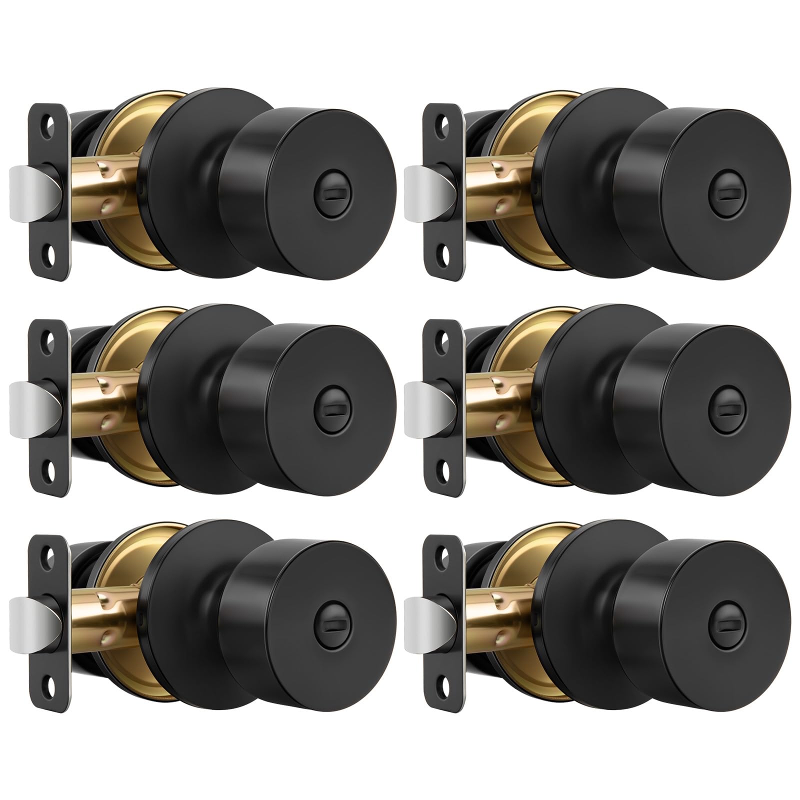 Haidms Matte Black Closet Door Knobs - 6 Pack -14