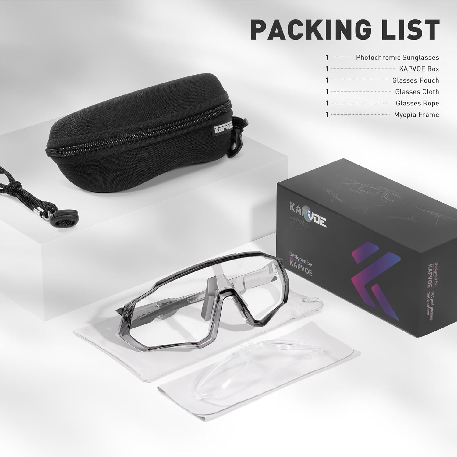 KAPVOE Photochromic Cycling Glasses Men Women Mountain Bike Sunglasses Clear MTB Bicycle Riding - K9408 - Image 5