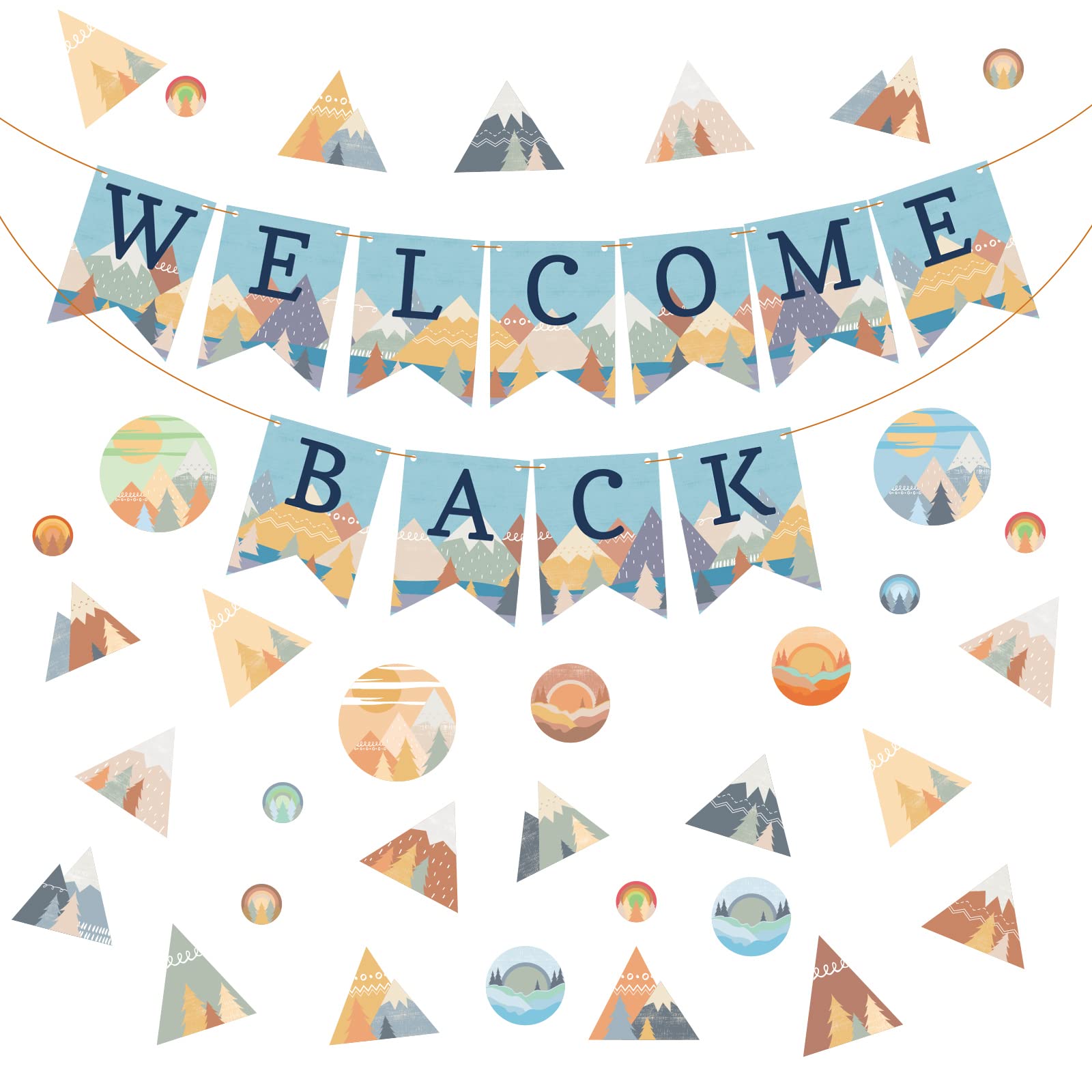 Geyee 104 Pcs Mountains Welcome Back Bulletin Moving Mountains Welcome Pennants Banners Classroom Decorations Back to School Banner Cutouts for