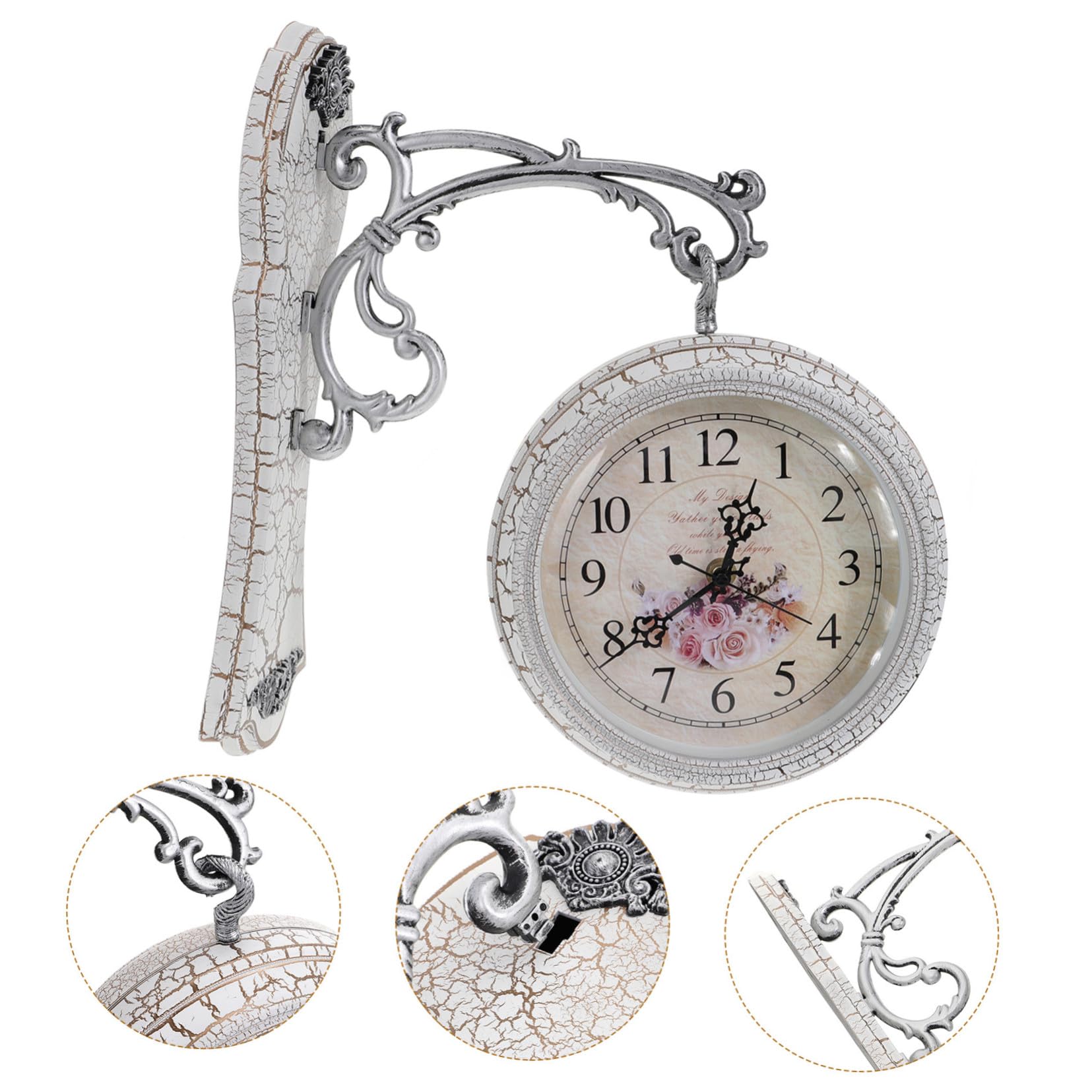 MAGICLULU Reloj de Pared Estilo Vintage para Sala, Diseño Original en Vidrio y Hierro, Resistente y Ecológico, Adecuado para Adornar el Hogar