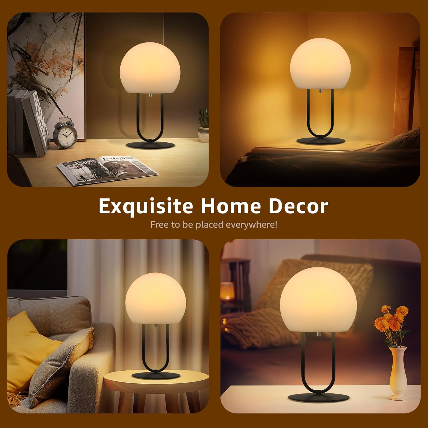 uuffoo Rechargeable Table Lamp Waterproof, Cordless Table Lamp with 3 Color Stepless Dimmable, Battery Operated Lamps Outdoor Table Lamp Restaurant, Bar, Patio, Camping