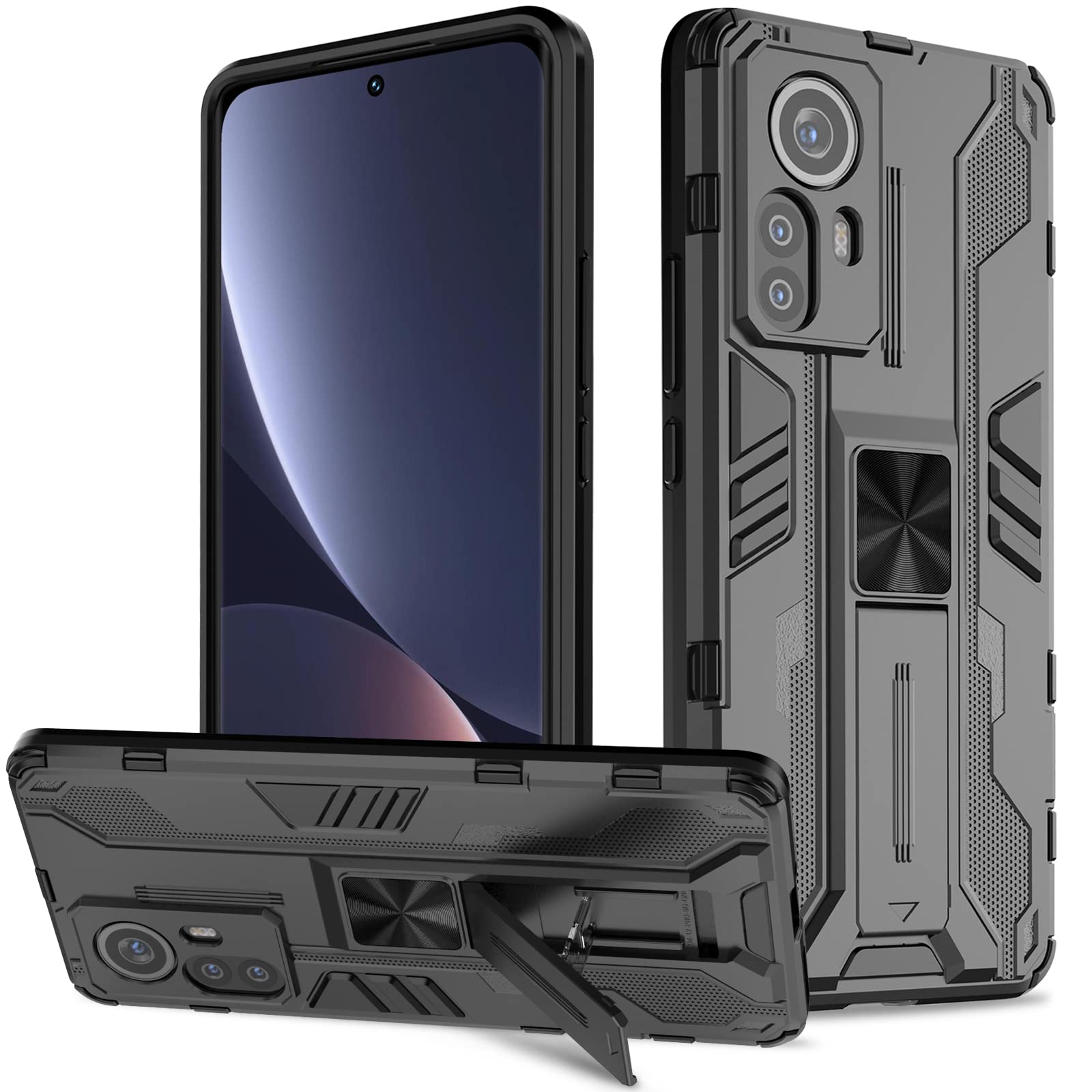 Funda para Samsung Galaxy A13 4G con Cristal Templado Protector Pantalla, Carcasa Antigolpes con Soporte anular metálico, Case Protectora de Grado Militar, Negro — view 127
