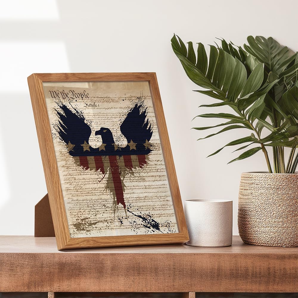 American Pride Dictionary Wall Art FRAMED - 8X10 US Constitution Poster for Office or Home Decor - Patriotic Gift for Americana Fans - Vintage Decoration - Memorial, Veterans Day or 4th of July Print