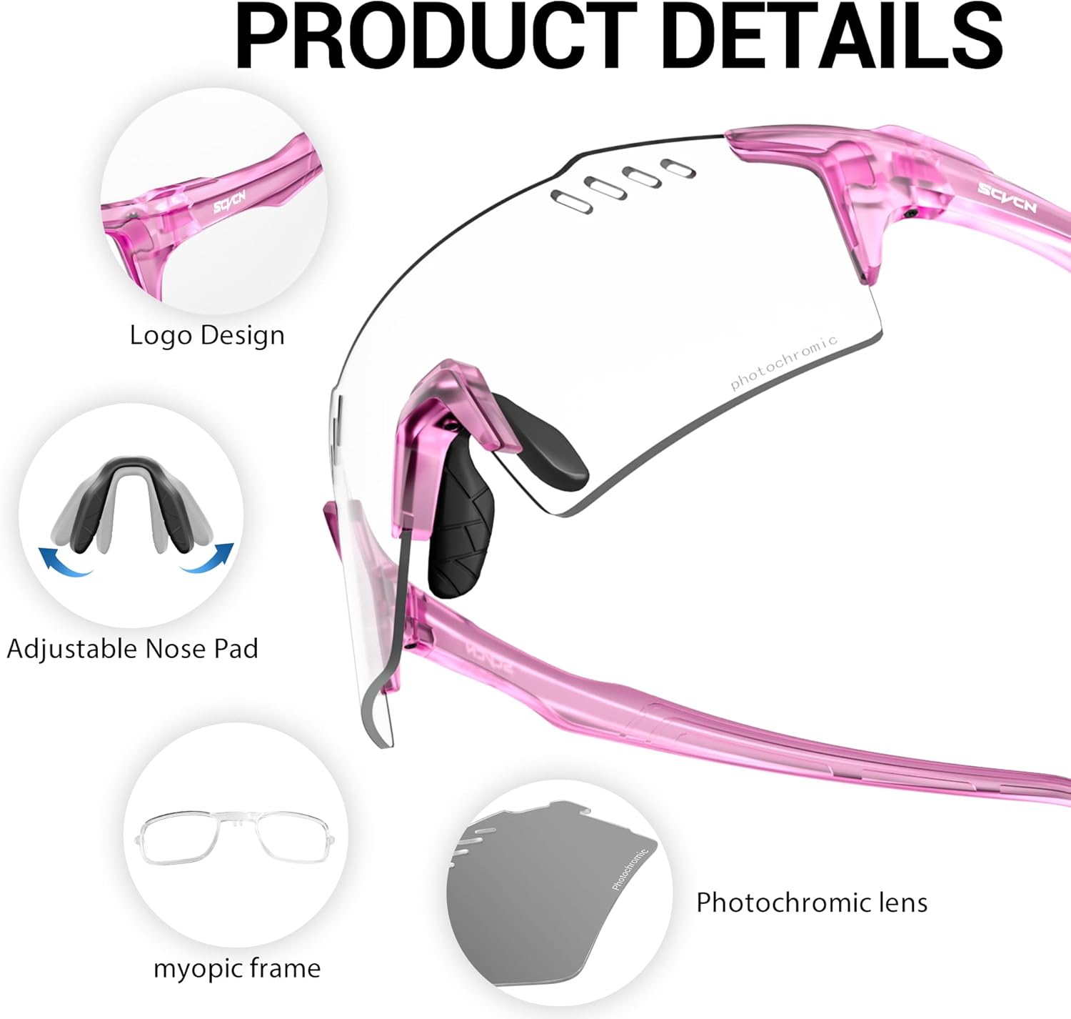 SCVCN Photochromic Cycling Glasses UV400 Protection for Women Men Sports Glasses TR90 MTB Running Mountain Bike S9A2 - Image 6