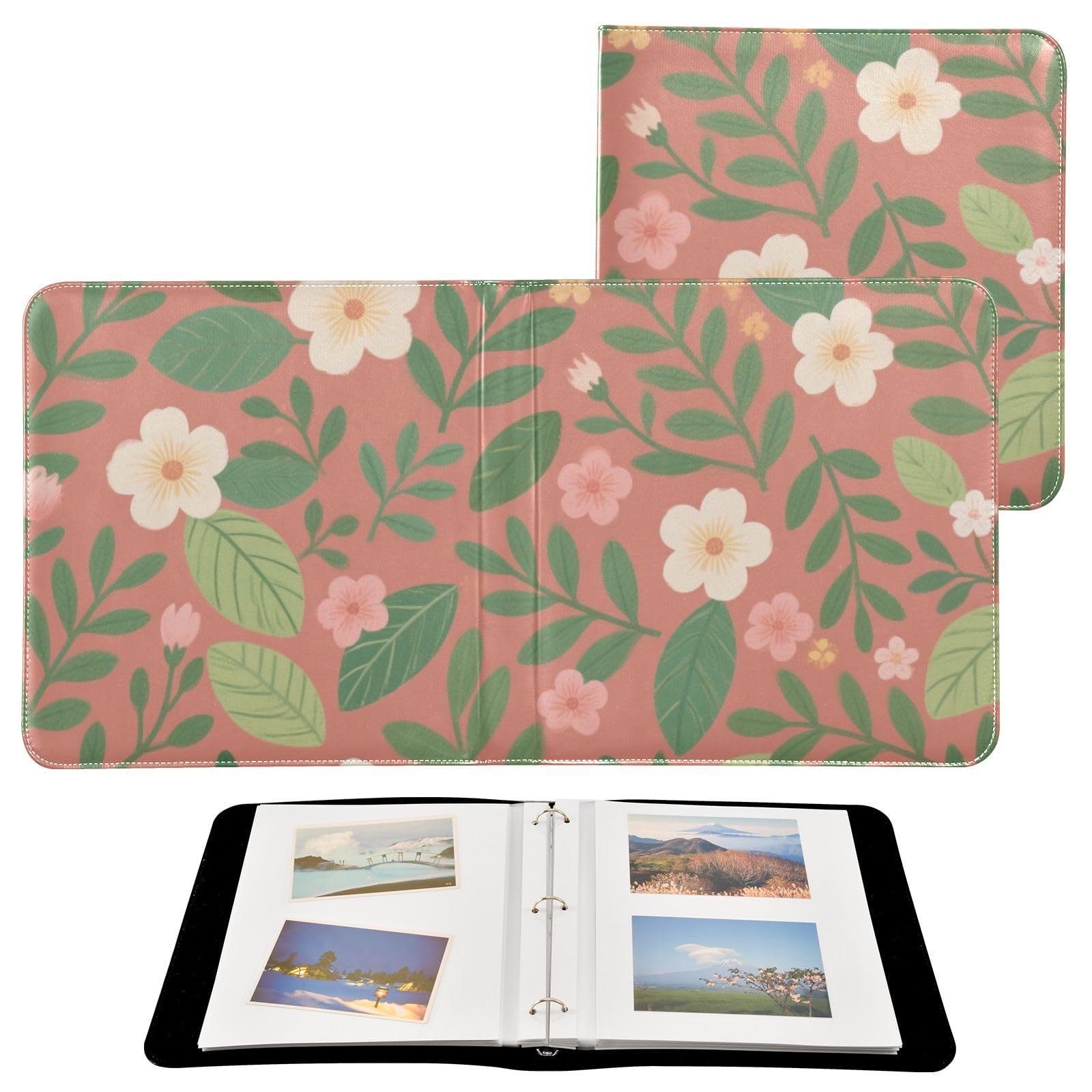 Photo Album 4x6, 5x7,6x8,Artificial Leather Photo Albums with 20 Detachable Sheets Plant Print for Family Wedding,Multi 26