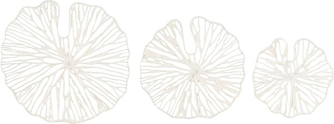 Creative Co-Op Handmade White Coral Shaped Paper & Metal Wall Décor (Set of 3 Sizes)