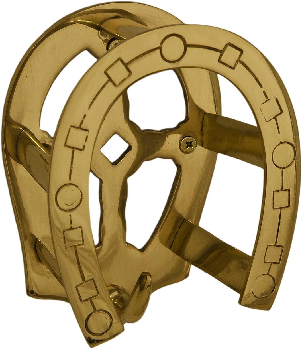 Tack Room Studio Brass Horseshoe Bridle Rack (Black & Wood) : Pet Supplies