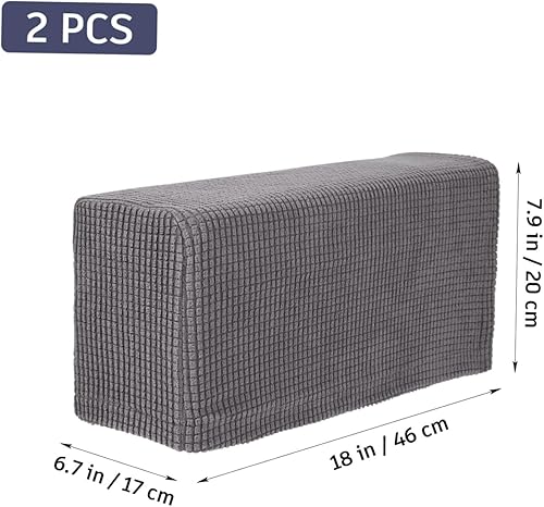 Miniatura 2 de Veemoon Fundas para reposabrazos de silla, 2 piezas, funda antideslizante de lino grueso para reposabrazos de sofá, silla, funda reclinable para