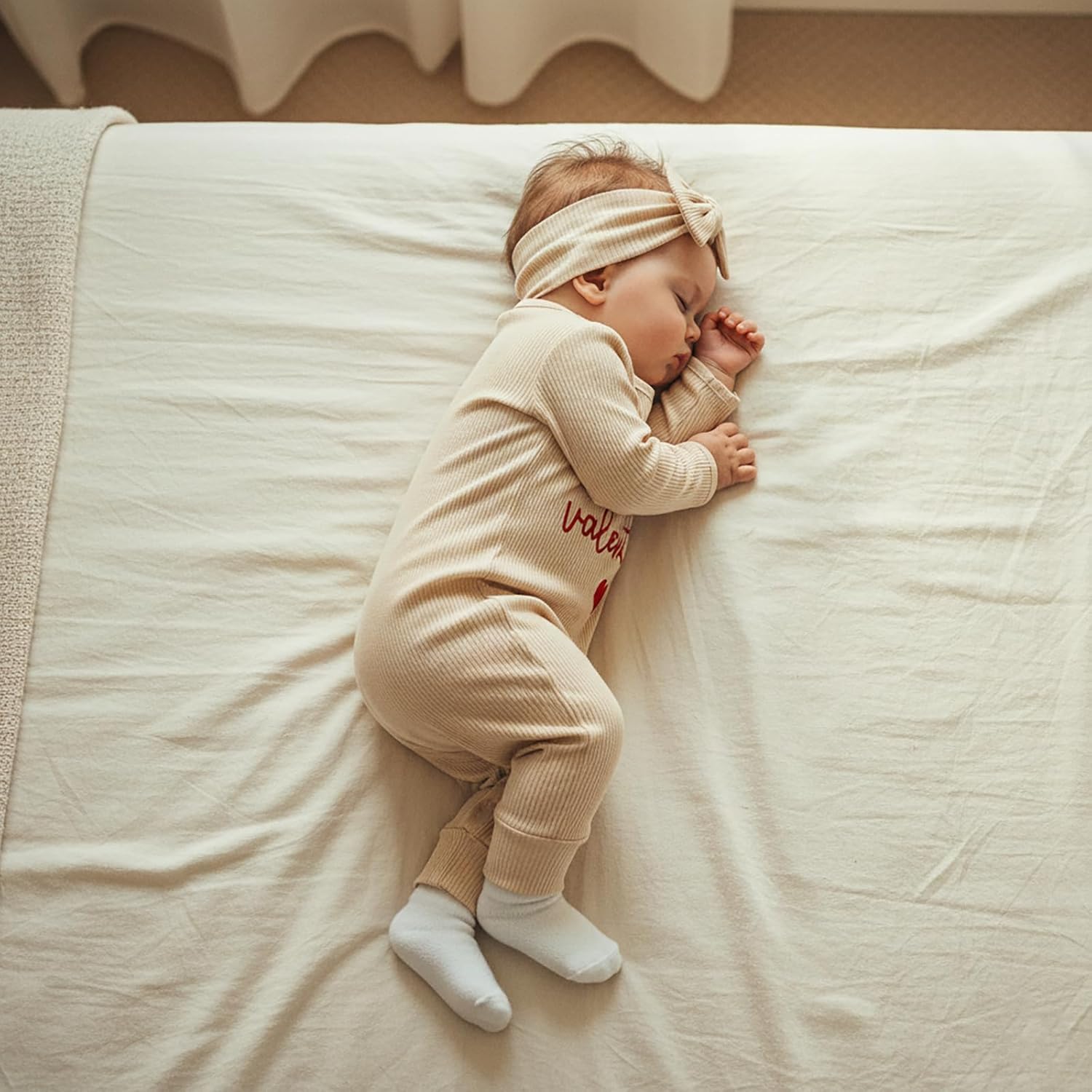 My First Valentines Baby Girl Outfit 3 6 Months Heart Onesie Romper Long Sleeve Jumpsuit Infant Newborn Clothes - Image 4