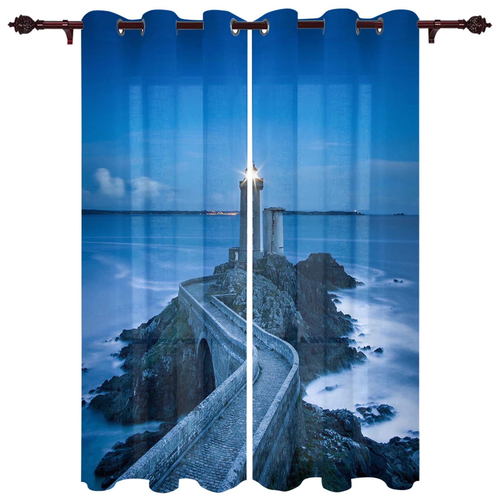 Amazon.com: Big buy store Blackout Curtains Panels Lighthouse