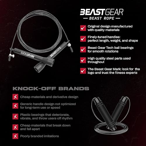 Miniatura 7 de Beast Gear Cuerda de salto de velocidad  Cuerdas de salto de entrenamiento para fitness, ejercicio cardiovascular, HIIT, MMA, Muay Thai y boxeo