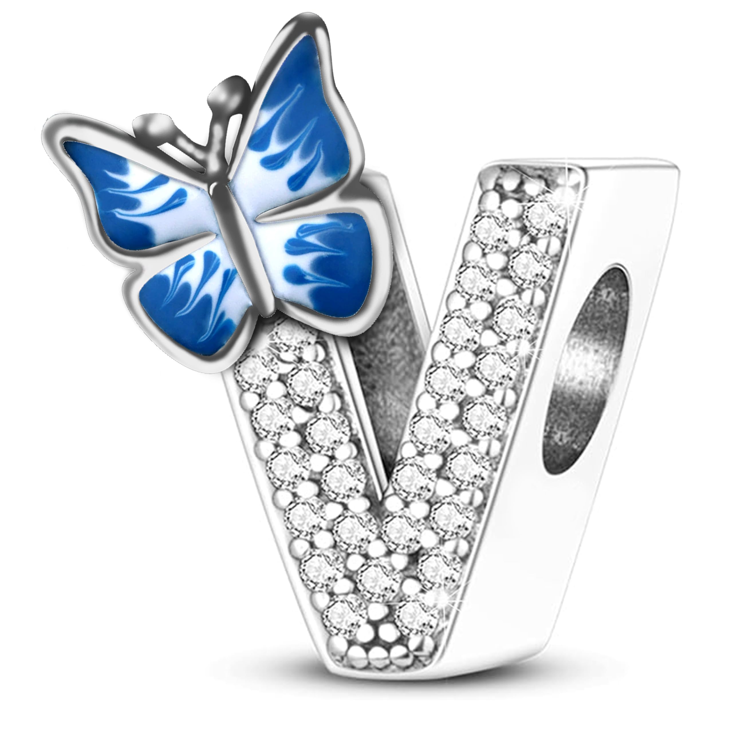 FLUFLO Charm Anhänger Damen Buchstabe A-Z für Armband 925 Sterling Silber Charms Beads passend für Pandora Armband und Halskette, Kompatibel mit Europäischen Armbänder für Frauen Mädchen X223