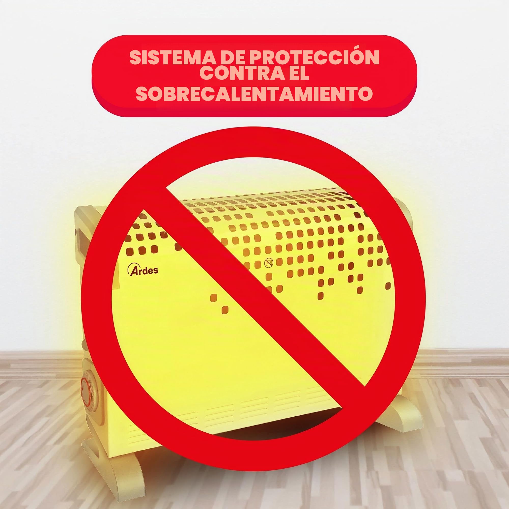 ARDES AR4C03 Termoconvector eléctrico TURBINE 1600/1800W, Estufa Eléctrica para calentar la casa la oficina, Termoconvector eléctrico con Termostato, Calefactor convector de aire