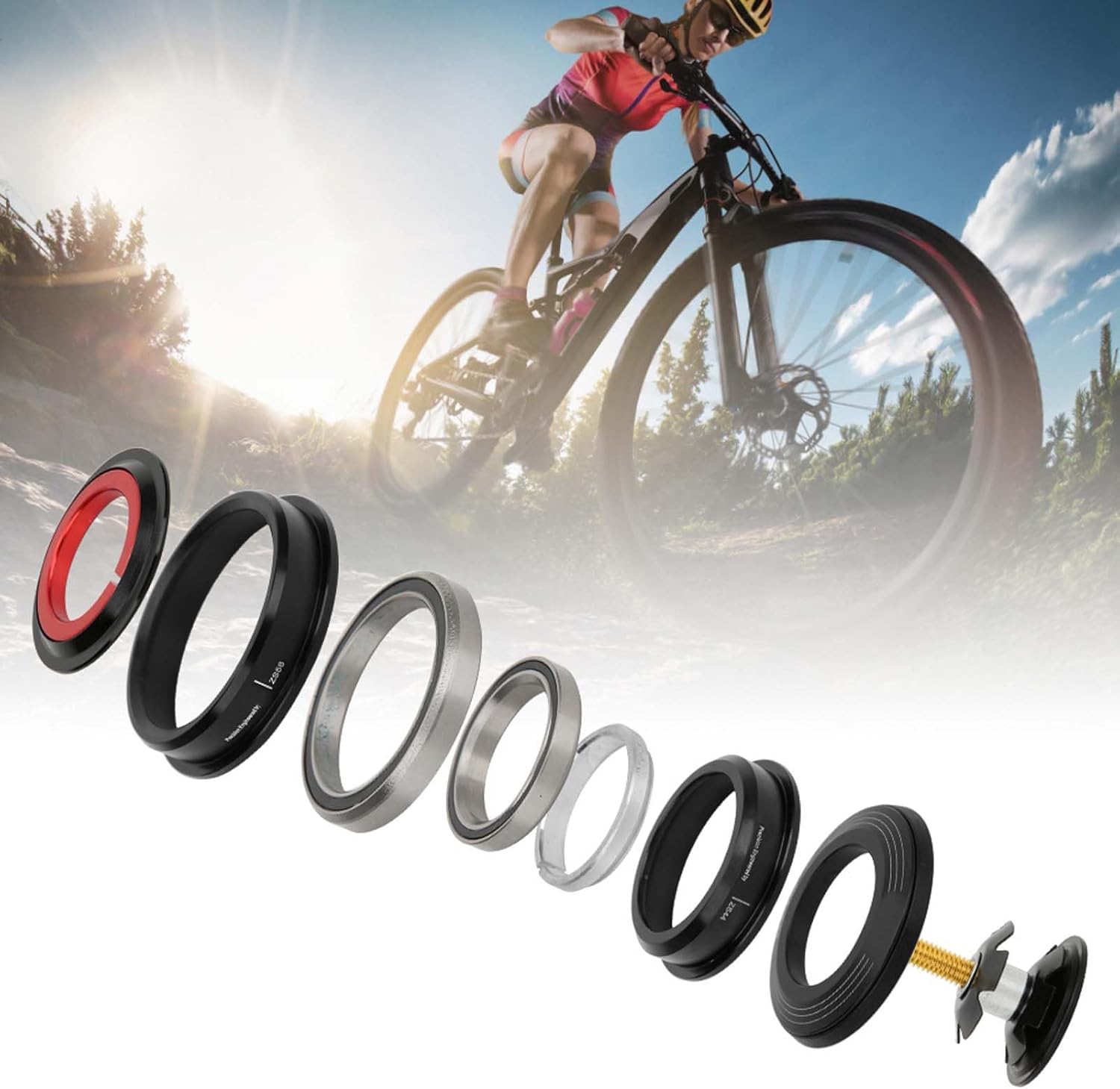 ZS44/ZS56 Headset Top Fork Expander, Aluminium Alloy Bike Headset, Bike Headset Cup Tube for Mountain Road