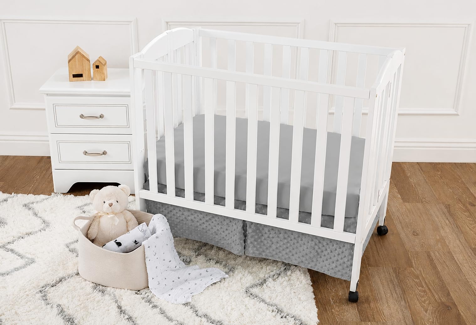 American Baby Company Mini/przenośna pościel do łóżeczka dziecięcego, poliester, szara, 3-częściowy zestaw