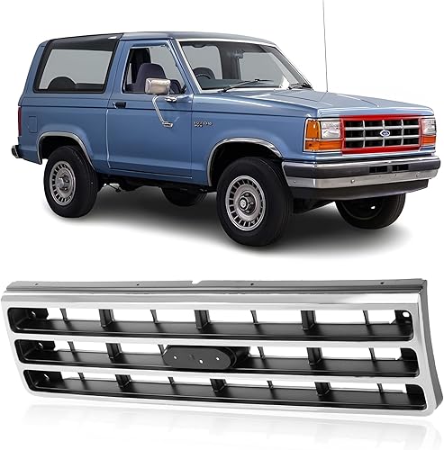 CarPartsDepot Parrilla frontal cromada para Ford F150 F250 F350 Bronco FO1200141 E9TZ8200A