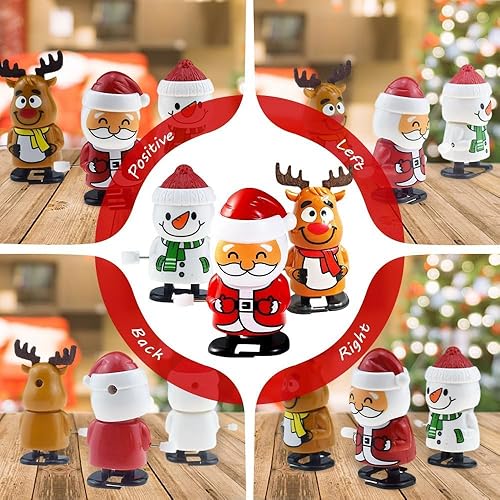 Miniatura 4 de 8 juguetes de Navidad para enrollar, juguetes de cuerda para saltar y caminar, divertidos regalos de fiesta para varios mini regalos de fiesta de