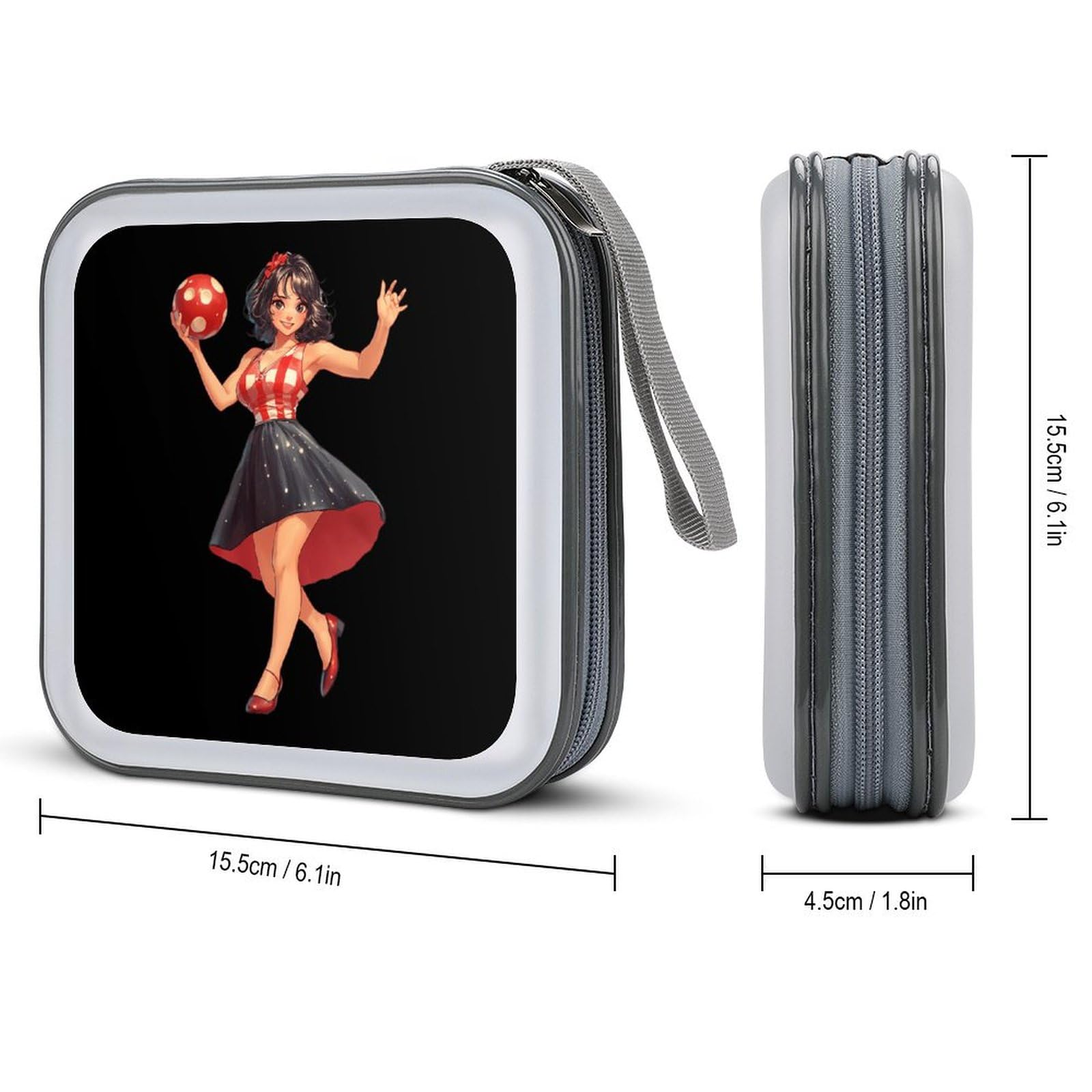 Pin Up Girl Bowling Ball CD Case Portable DVD Holder Storage Organizer for Home Travel
