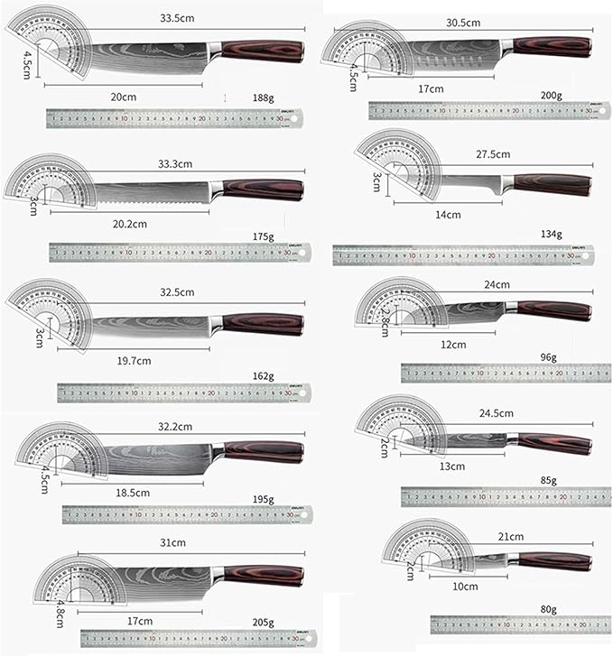 Set Cuchillos Cocina 10 Piezas Acero Inoxidable Mango Madera Chef miniatura 3