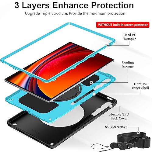 Vista 94 de Funda para Galaxy Tab S10 Ultra/S9 Ultra/S8 Ultra 14.6 INCH: Funda protectora de TPU para Samsung Tablet S9 Ultra/S8 Ultra 14.6" con soporte - Asa