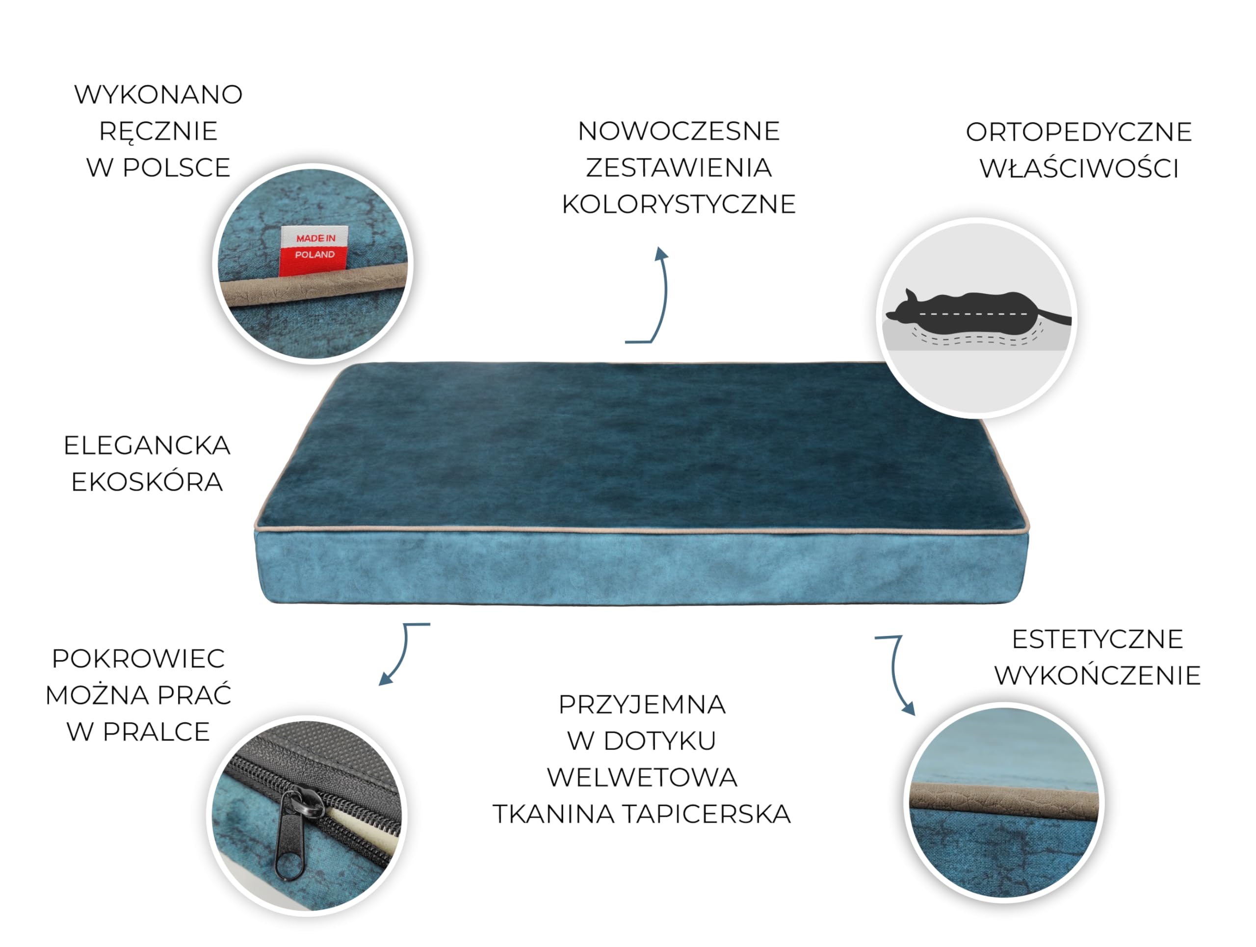 Colchón ortopédico CAZO Cama de Terciopelo para Perros y Gatos 120 x 80 x 10 cm, XL, Turquesa L1551/C