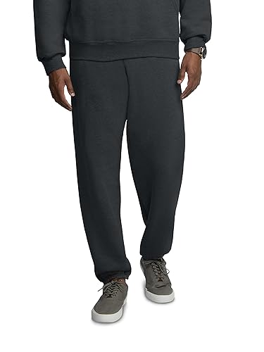 Fruit of the Loom Eversoft Fleece Elastic Bottom Sweatpants with Pockets, Relaxed Fit, Moisture Wicking, Breathable - 4X-Large - Black Heather - 1