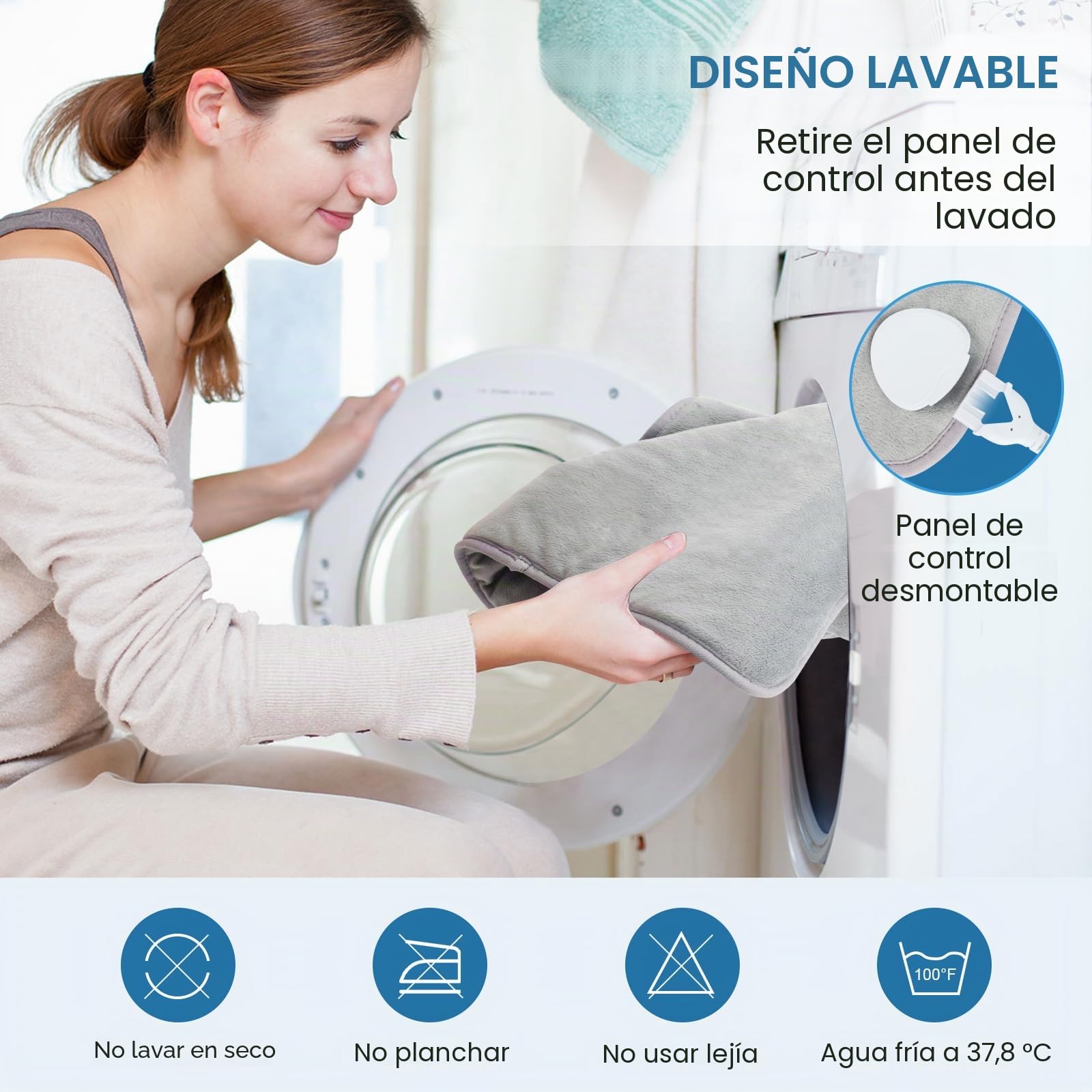 Nalezuns Manta Eléctrica Espalda, ctrica la Espalda 138x42cm, Hombros y Cuello, 6 Niveles de Calentamiento, Eléctrica Termica para Espalda y Hombros Lavable a Máquina, Desconexión Automática