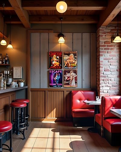 Miniatura 5 de Pin-up Girl Liquor In The Front Poker In The Trear, cartel de metal vintage Rojo -,Servicio de Auto,Baño,Servicio Completo,Car Service,Garage