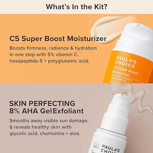 Miniatura 3 de Paula's Choice 8% AHA Gel Exfoliante sin enjuague con ácido glicólico + C5 Super Boost hidratante con 5% de vitamina C, dúo para daños solares,