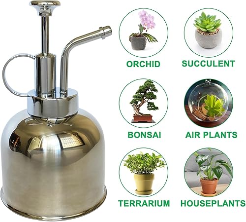 Miniatura 6 de LIANSHI Plant Mister Spray Bottle Pulverizador de plantas de acero inoxidable, pequeña regadera botella de spray para plantas modernas herramientas