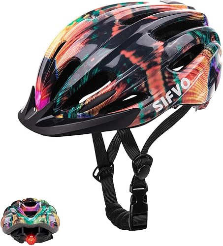 Casco de bicicleta para niños y niñas, casco de bicicleta con luz ajustable y ligero, casco de bicicleta para niños de 5 a 14 años, casco de