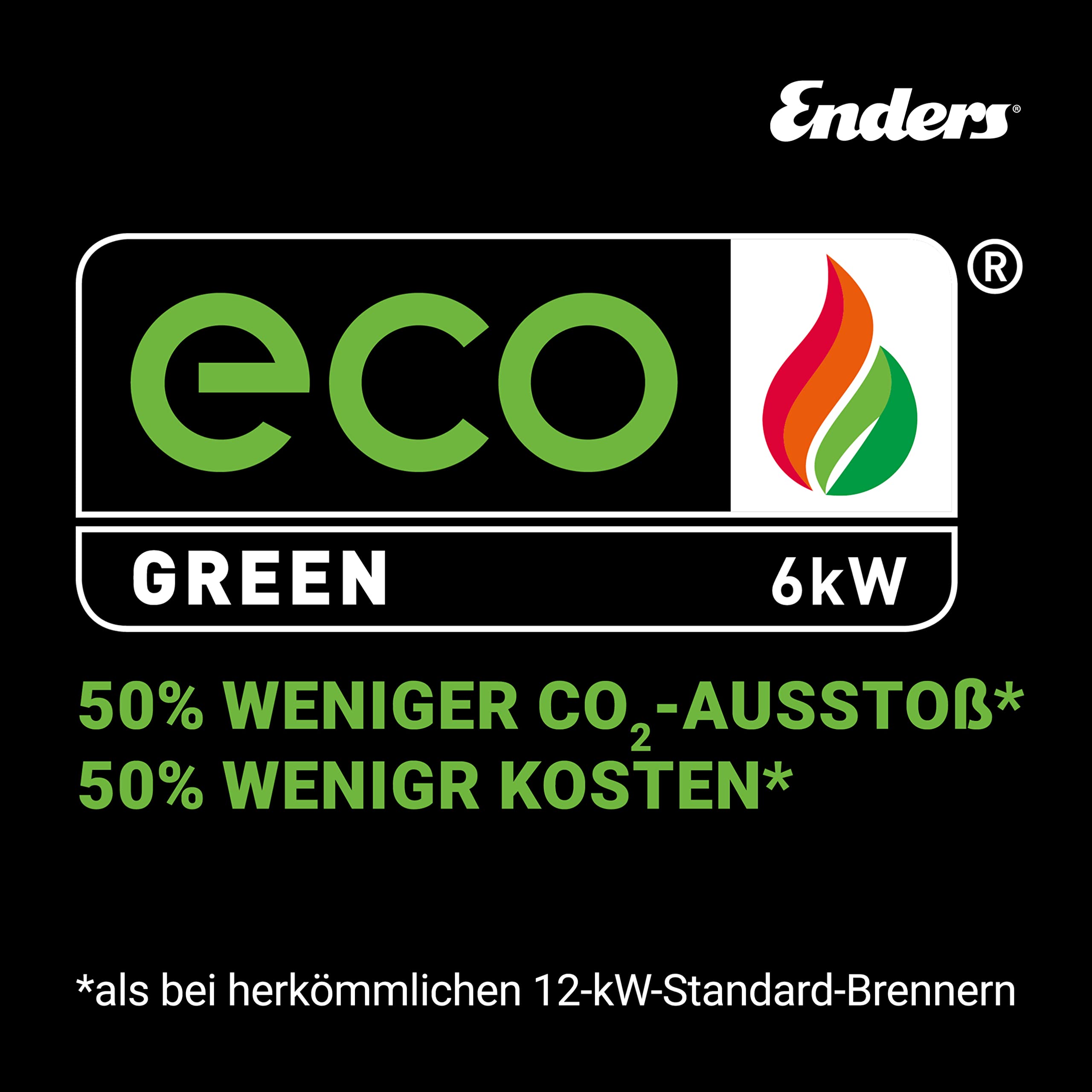 Enders® Terrassenheizer Solid Eco Green, Heizpilz mit stufenloser Regulierung, ECO-Brenner, höhenverstellbar, Transporträder, Umkippsicherung, 6kW, #5802, Edelstahlfarben