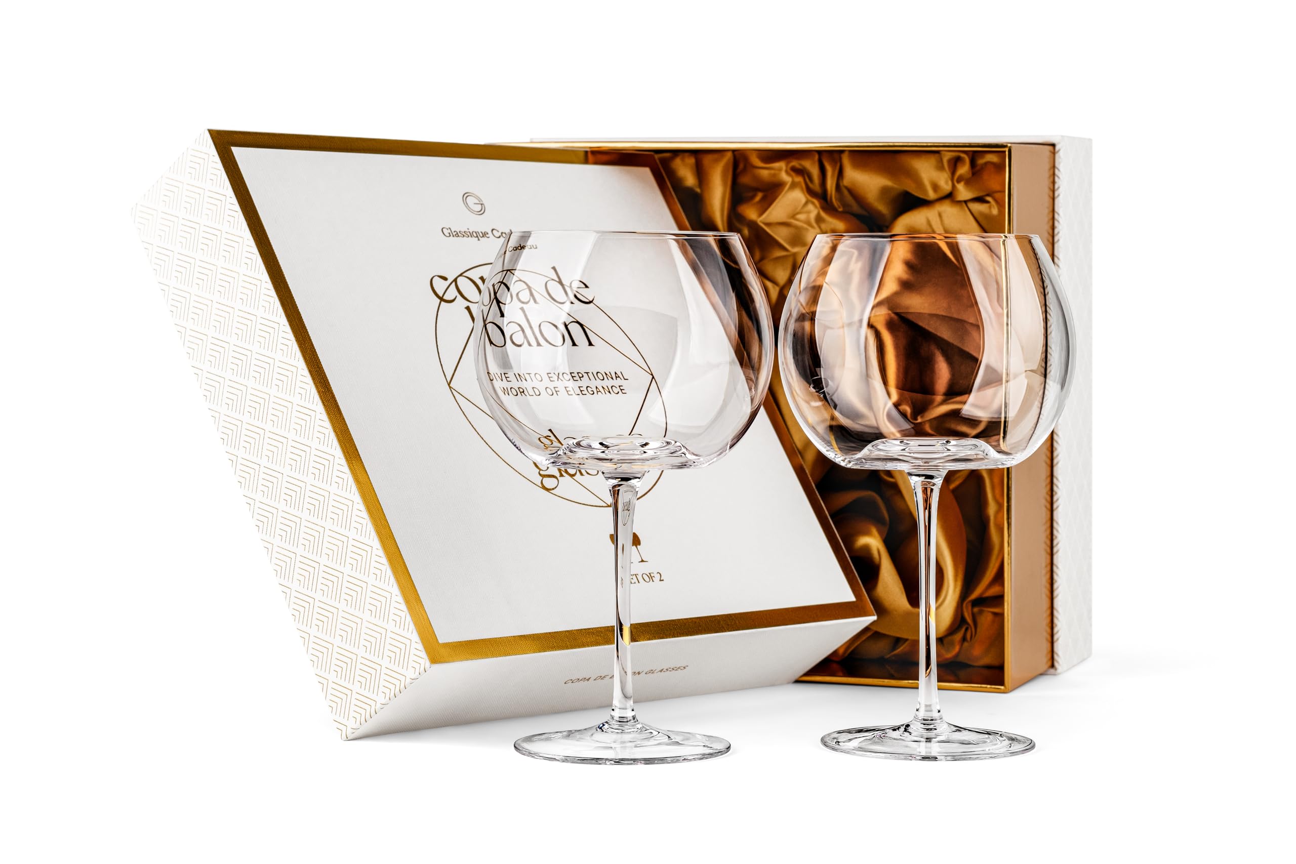 GLASSIQUE CADEAU Große Copa de Balon Gin Cocktail Gläser | 2er Set | 730 ml | XL Ballon Kelche aus Kristallglas für Gin Tonic | Elegantes Gingläser mit Langem Stiel | Geschenkset für Gin Liebhaber