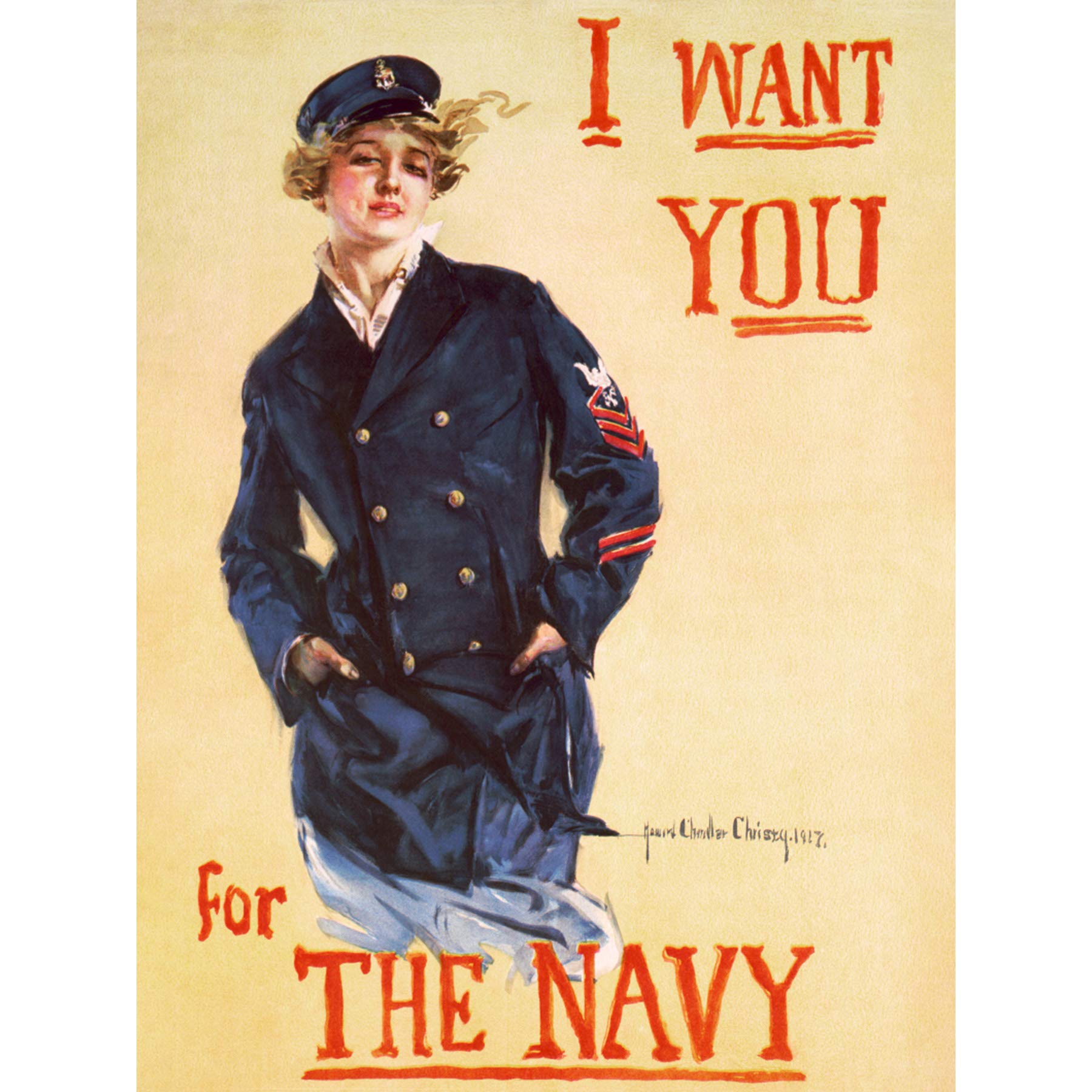 Christy WWI War US Navy Enlist Recruit Women Advert Premium Wall Art Canvas Print 18X24 Inch