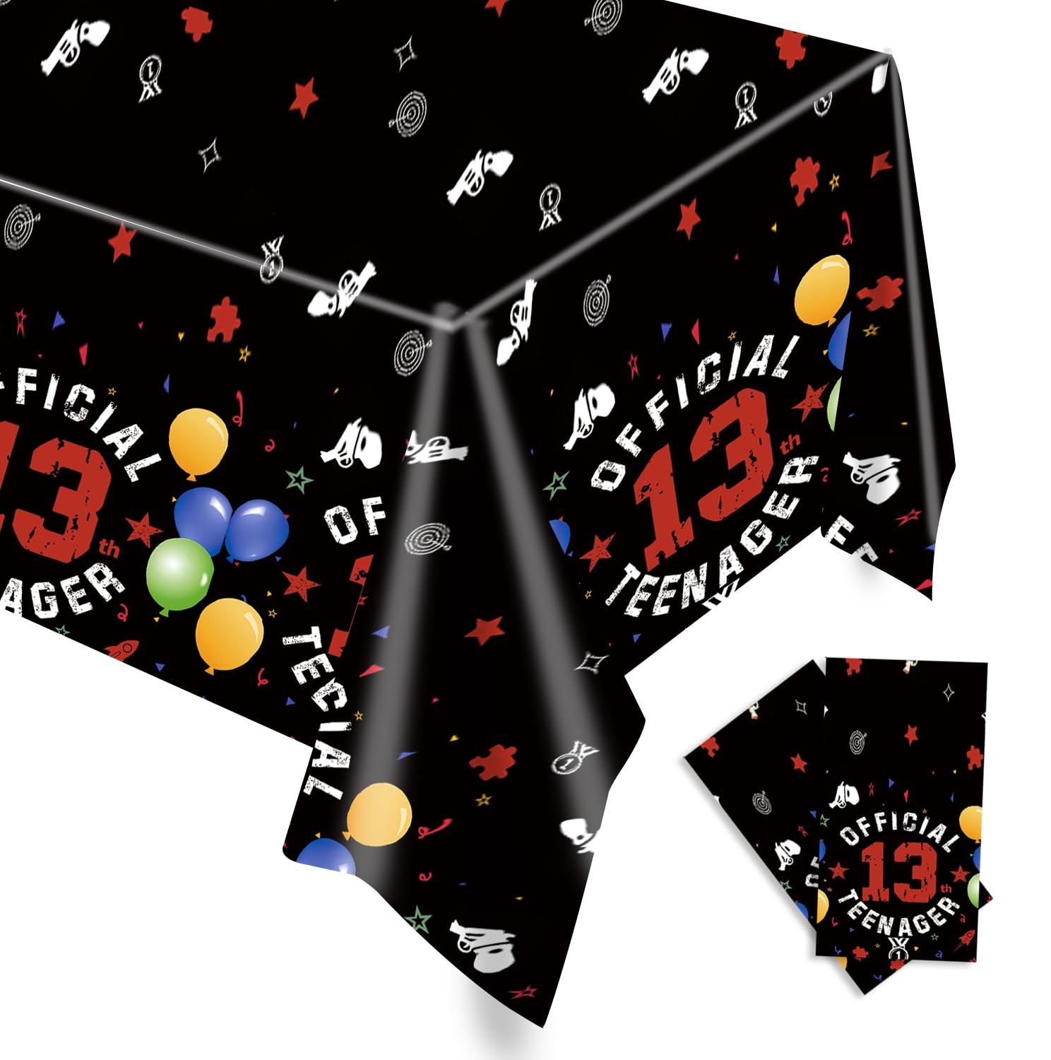 Egami 2pcs 13th Black Red Birthday Party Tablecloth 13th Birthday Tablecloth boy Girl 13th Party Supplies Decorations 86.7 inches x 51 inches for