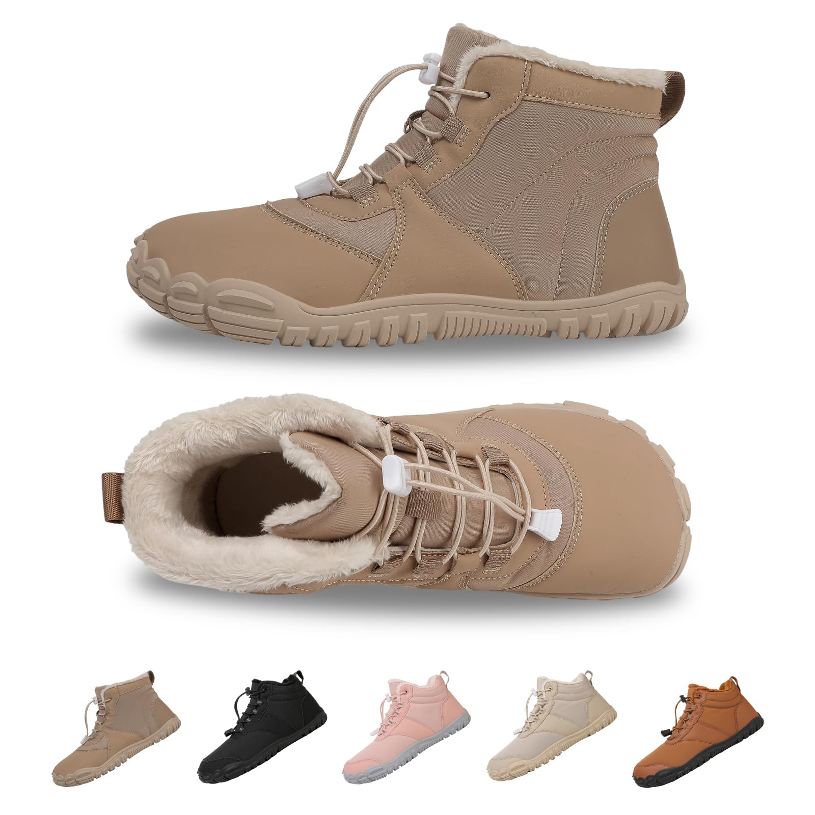 SIOSNETA Winter Hike Barefoot Boots,Warm Zero Drop Snow Boot Slip On Barefoot Footwear - Minimalist Warm zero Drop, Non-Slip Snow Boots, Wide Fit