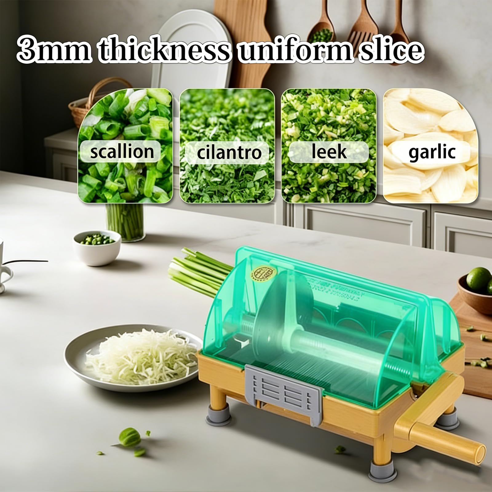 Tritaverdure manuale, lama in acciaio inox per scalogno, cipolle verdi, peperoni, aglio - taglierina da cucina