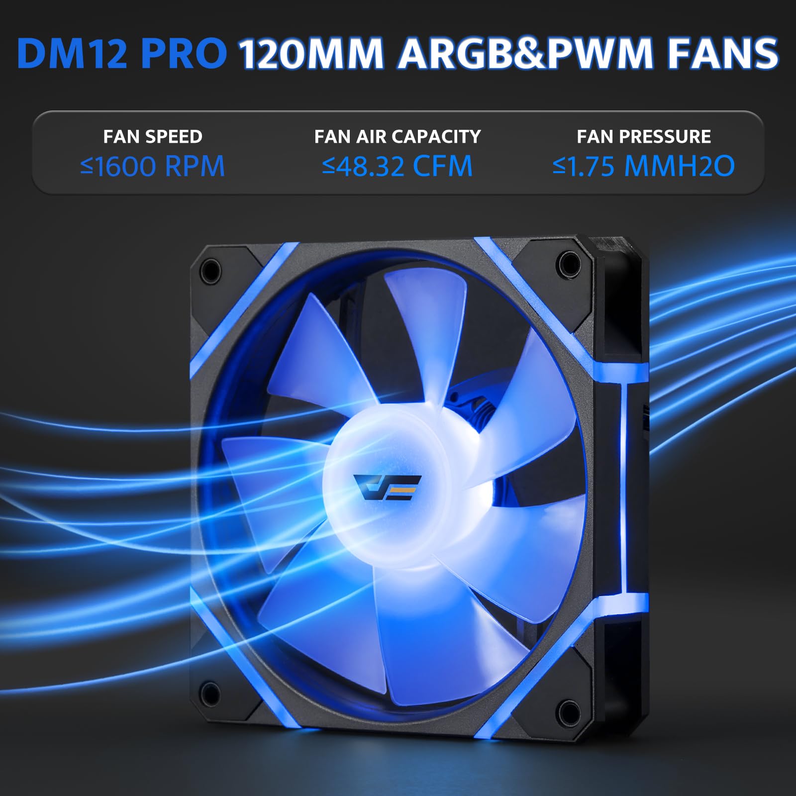 darkFlash Paquete de 3 ventiladores de carcasa de PC de 120 mm con concentrador de controlador y control remoto, PWM ARGB Sync, ventiladores de refrigeración RGB direccionables para carcasa de