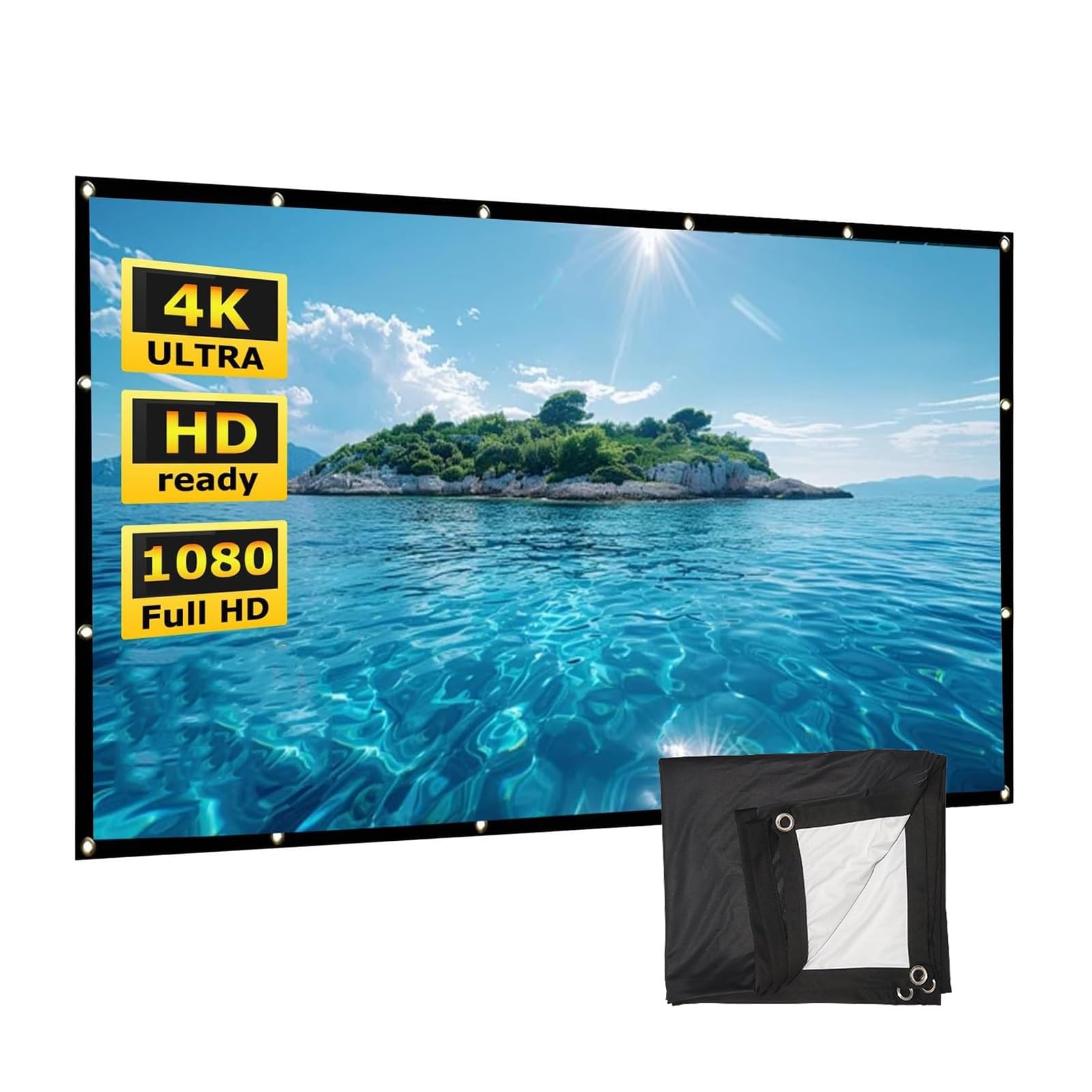 16:9 4K Full HD Schermo per Proiettore 60-150 Pollici per Esterni Interno Home theater, Telo Proiettore Portatile, Anti Rughe Pieghevole(120inch (16:9))