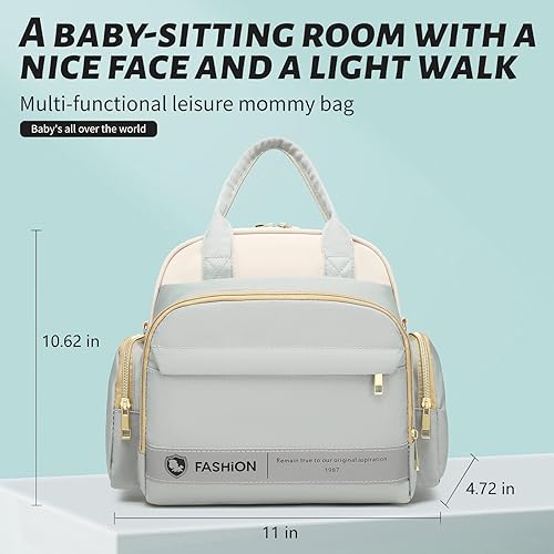 Miniatura 6 de Bolsa de pañales pequeña cruzada, mini bolsa de pañales con 10 bolsillos, bolsa de bebé de viaje para niños y niñas, 2 bolsillos aislados, azul