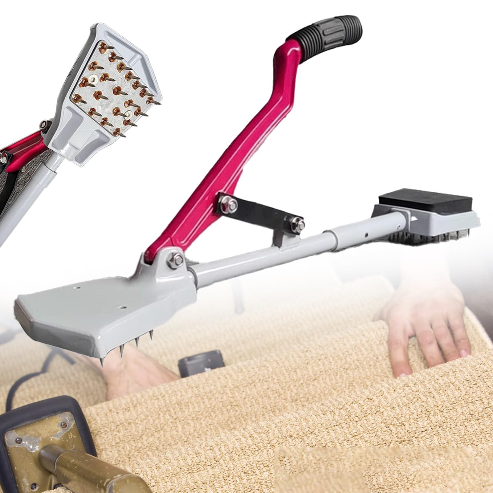 Kit de civière de tapis – Outil de pose avec poignée en caoutchouc souple et pinces pour l'installation de tapis, revêtements de sol, tissus d'ameublement, etc