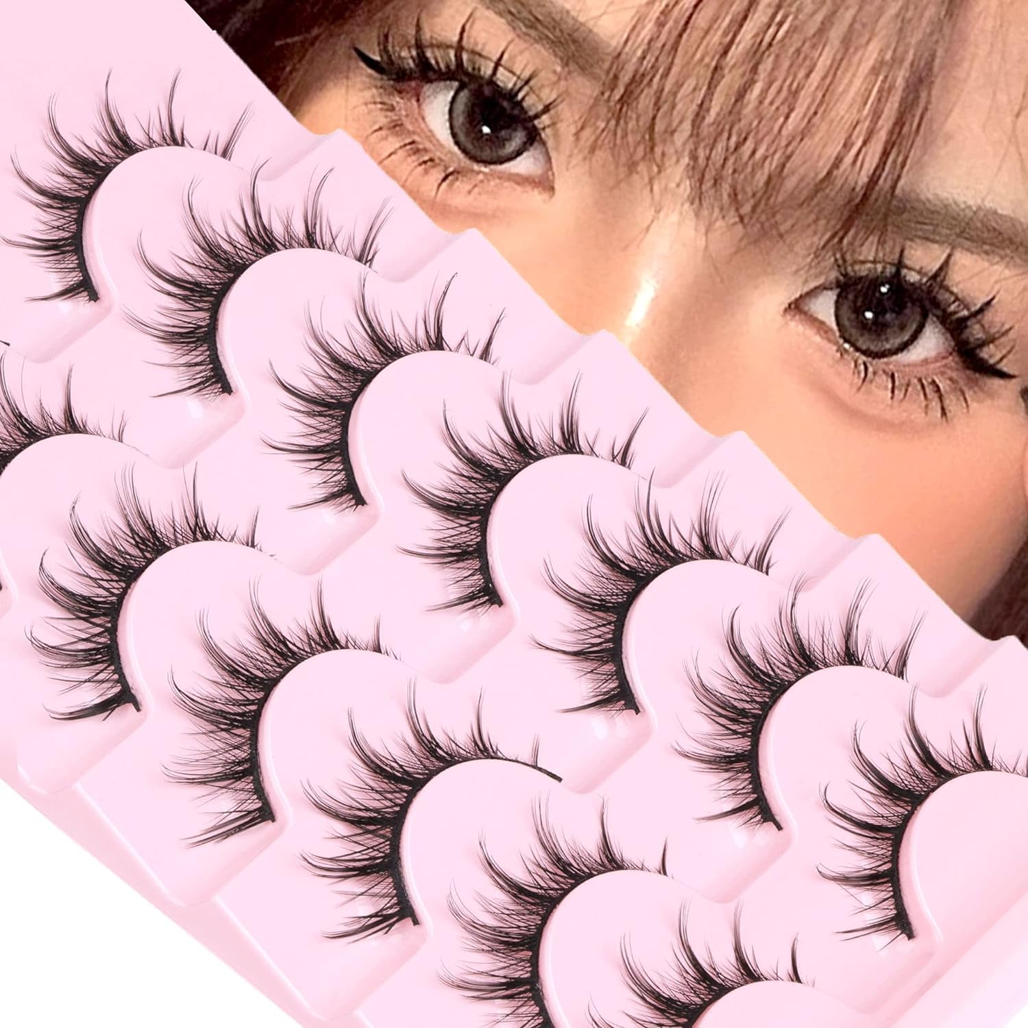 Sponsored Ad – Anime Lashes, 7 Pair Natural Look False Eyelashes, Mink Wispy Fluffy Spiky 3D Volume Eyelashes Pack, Korean Japanese Asian Cosplay Fake Eyelashes for Women Girl
