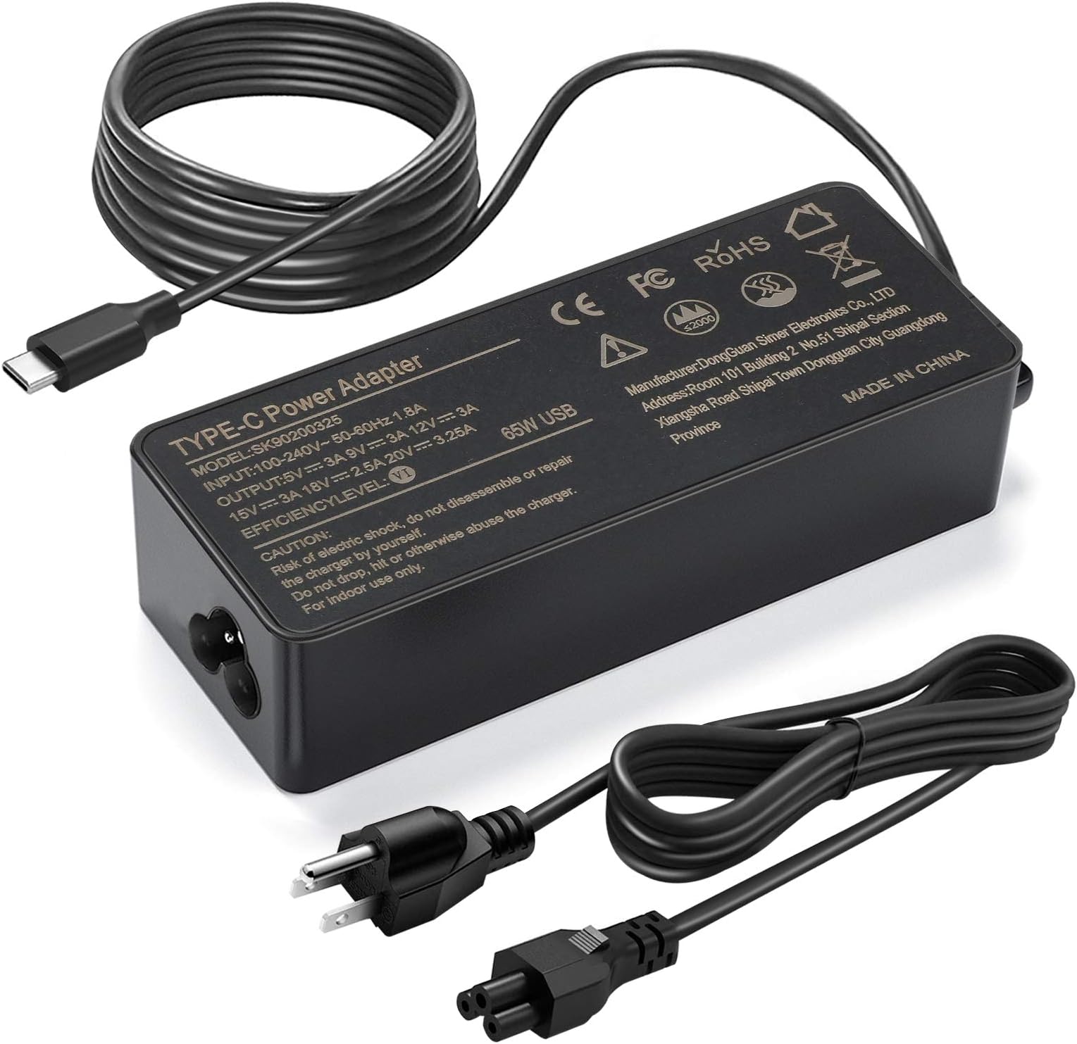 65W USB C Chargeur Pour Ordinateur Portable, Avec Câble D'alimentation 1.8m, Pour ASUS Zenbook, Lenovo ThinkPad Yoga, HP - Informatique