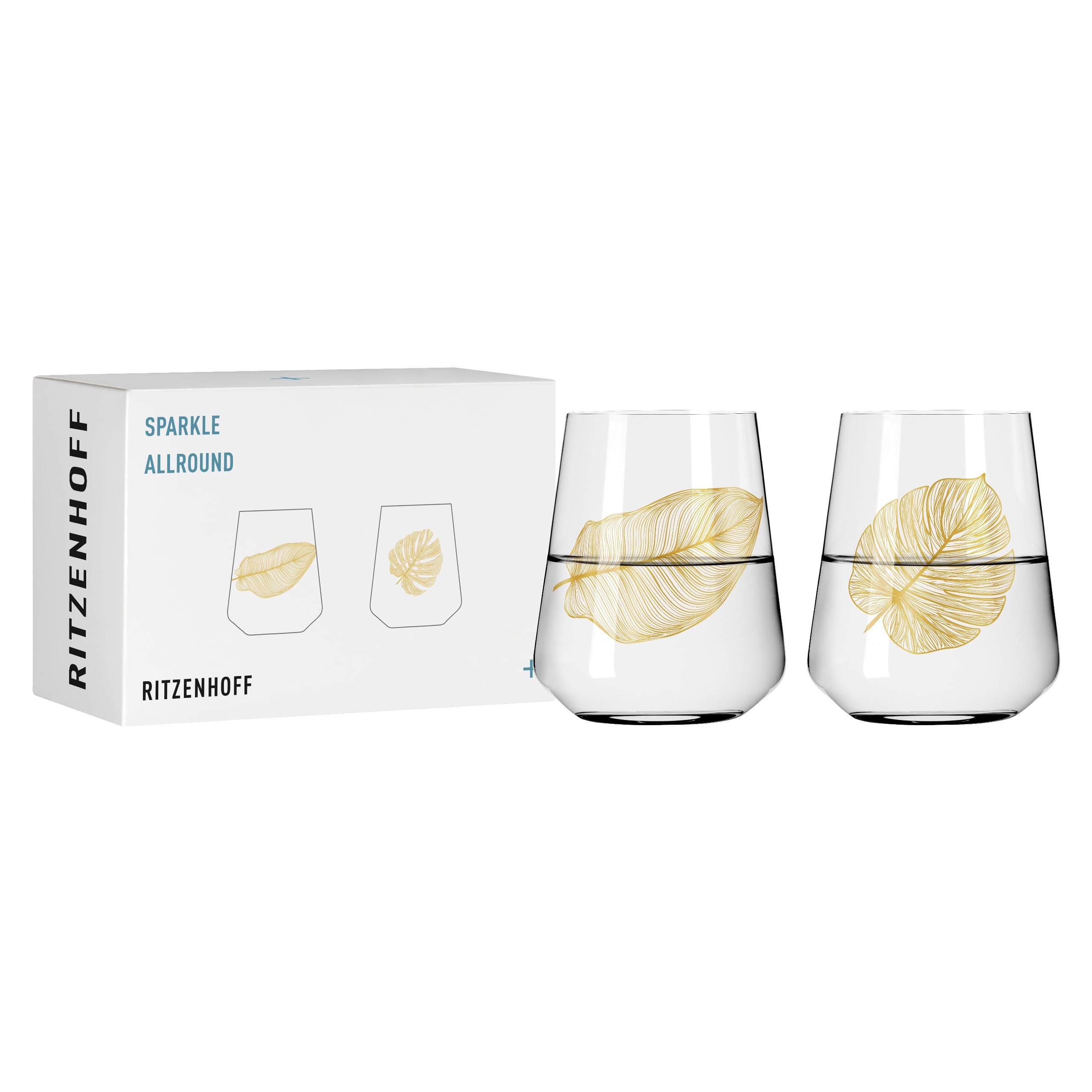 Ritzenhoff 3981002 Universal Glass Set of 2 500 ml Sparkle Allround No. 2 Motif with Iridescent Effect Made in Germany