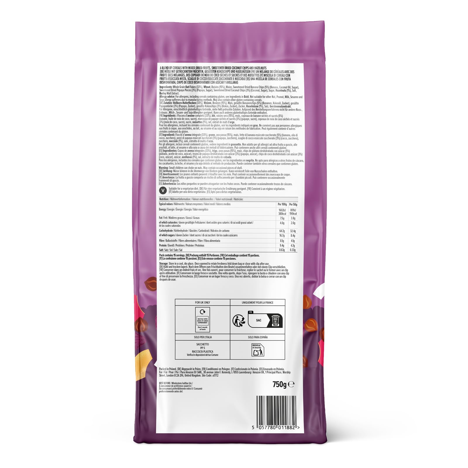 by Amazon Muesli Con Fruta Y Frutos Secos, 750g