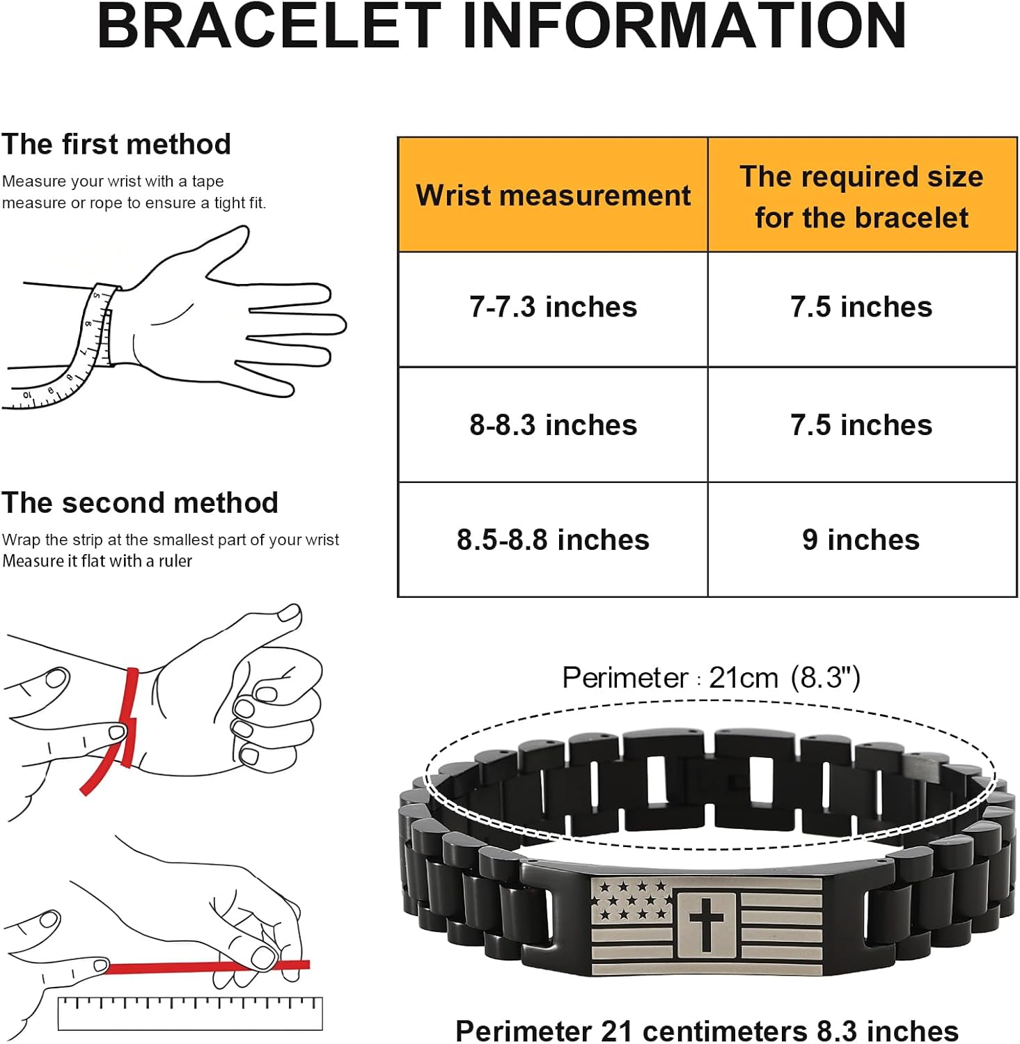 HSM Christian Bracelet for Men– Mens Bracelet with Bible Verse, Faith & Patriotic Stainless Steel Bracelets for Men, Religious Gift for Husband, Dad, Son – Adjustable - Image 7