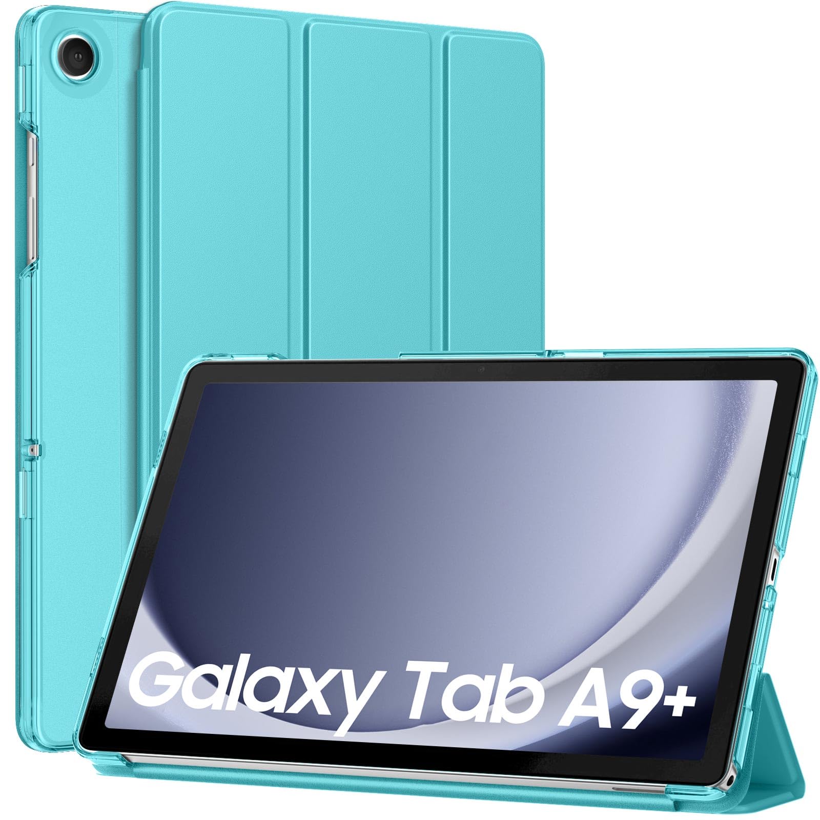 MoKo Case for Galaxy Tab A9+/A9 Plus 11 inch 2023, Azure | Slim Stand Protective Cover with Hard PC Translucent Back Shell for Tab A9 Plus Tablet (SM-X210/X216/X218), Auto Wake/Sleep