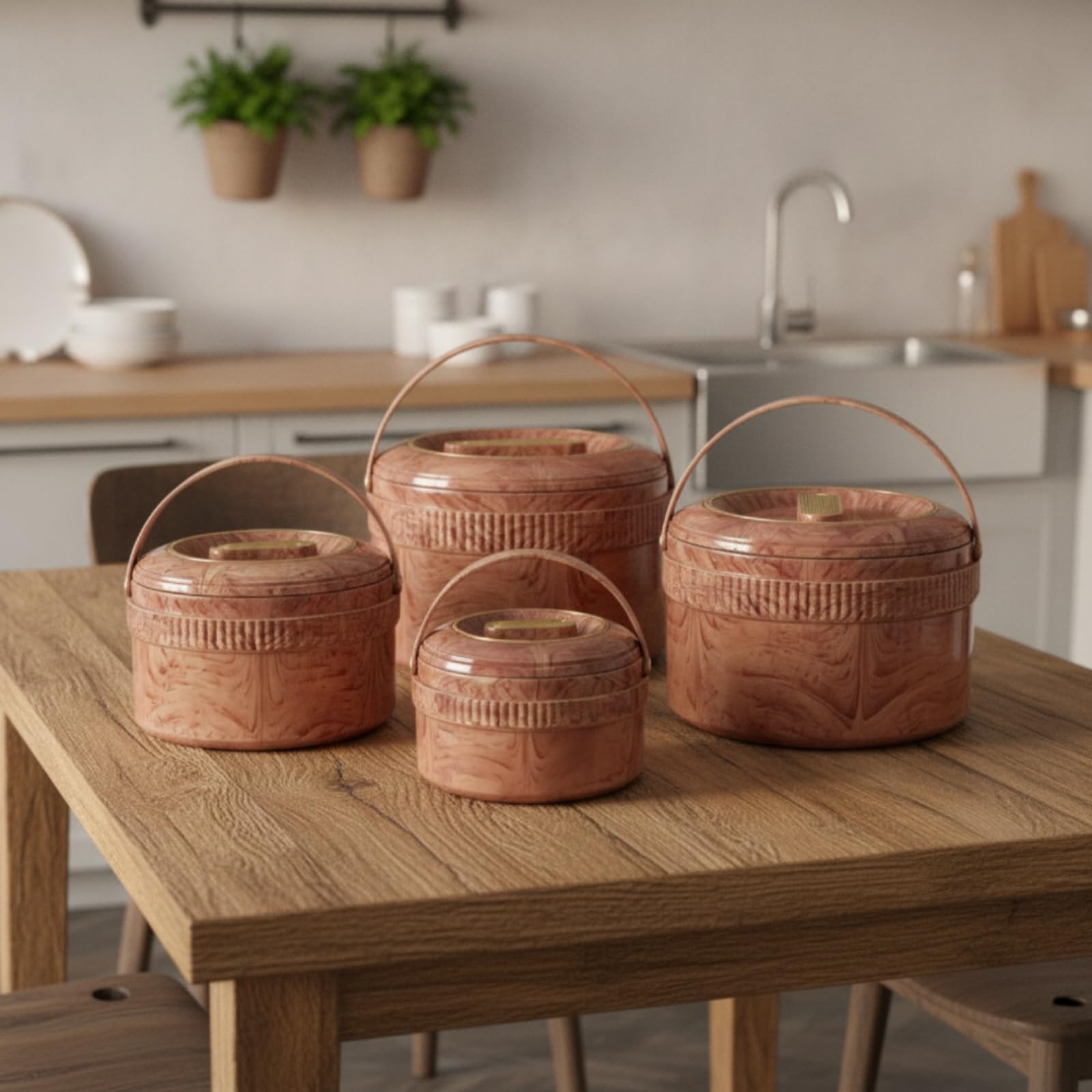 4 Stück Lunchpot mit Tragegriff Isoliert Thermobehälter mit Edelstahl-Innentopf Wärmeisolierend Isolier-Essensbehälter Deckel für Schule, Picknick
