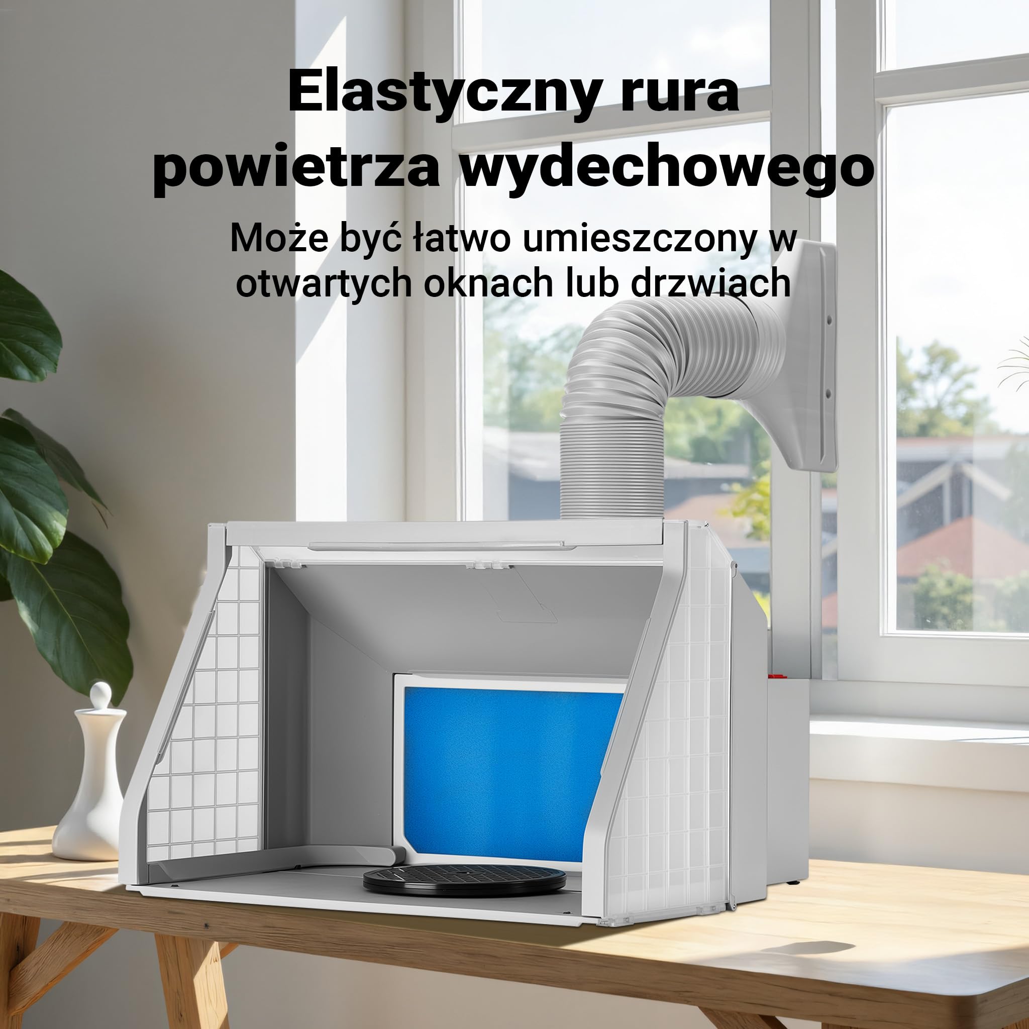 Wiltec Rura wentylacyjna do aerografu o średnicy 105 mm, wąż z regulowaną długością od 0,7 – 1,7 m rura wywiewna do kabiny lakierniczy