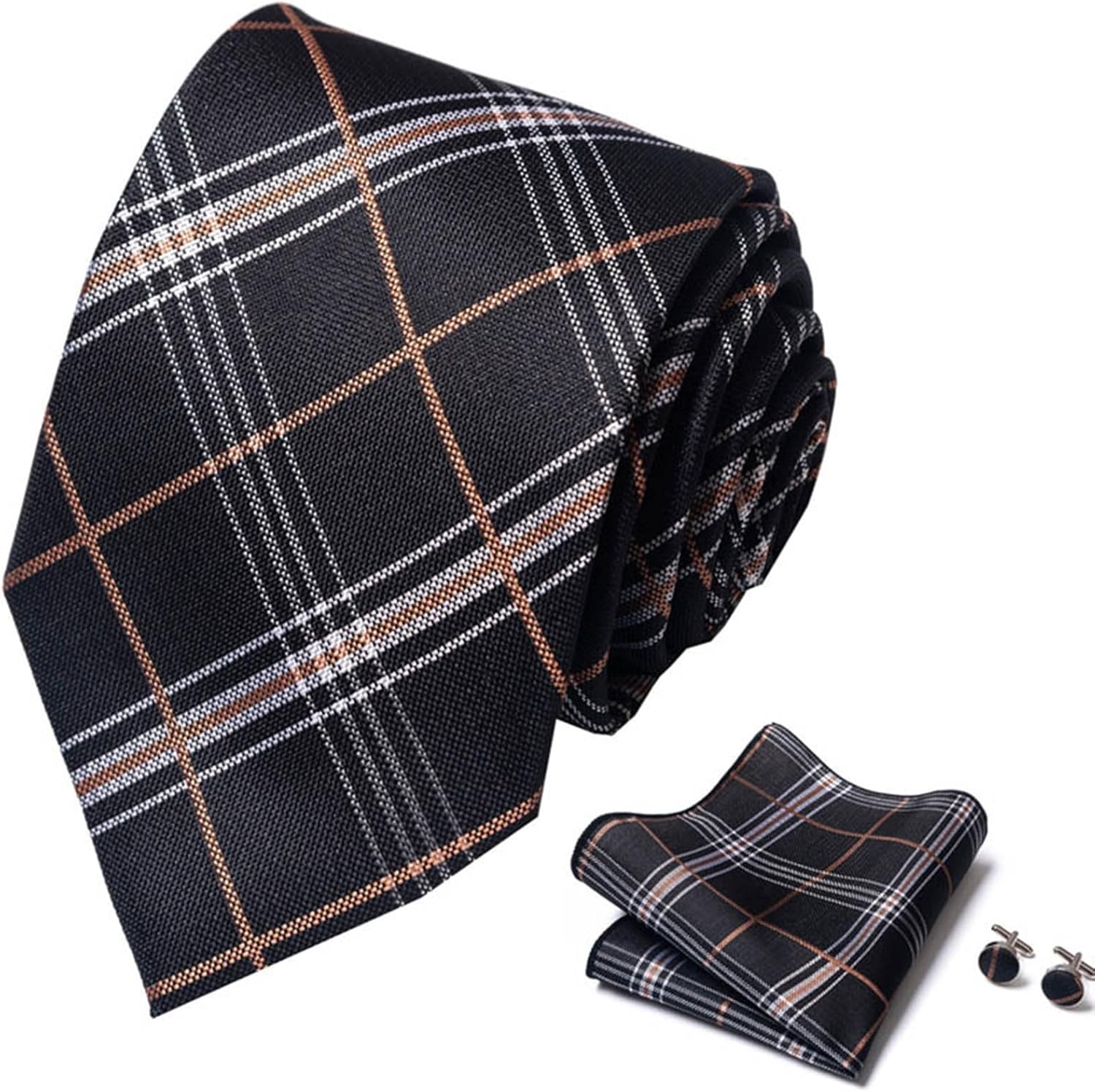 Men Ties Men's Tie Set Business Formal Party Tie Fashion Tie Square Cufflinks Neckties(A)